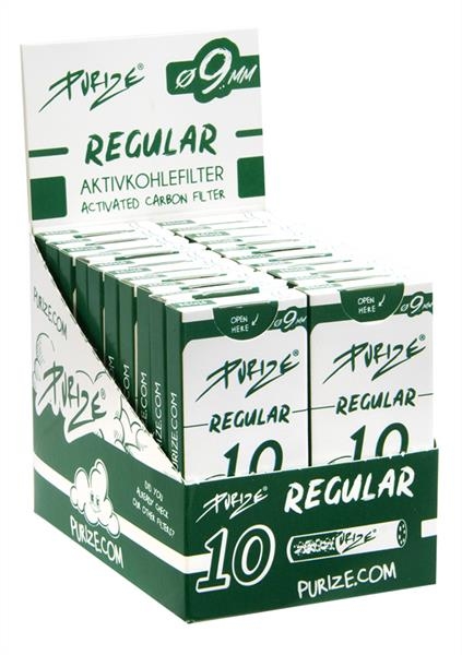 PURIZE Aktivkohlefilter, Regular ø 9mm 10er Packung.